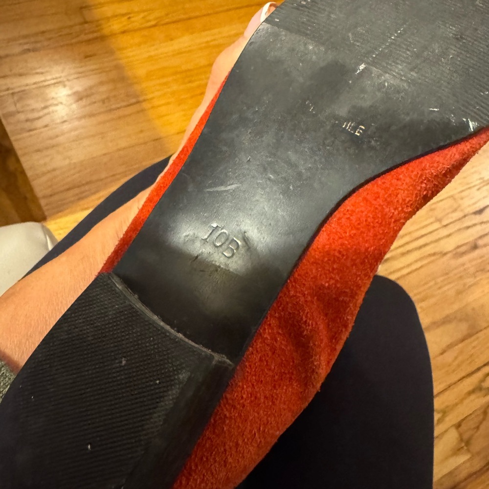 Red Italian Suede Knee-High Boots size 10 - Picture 8 of 9